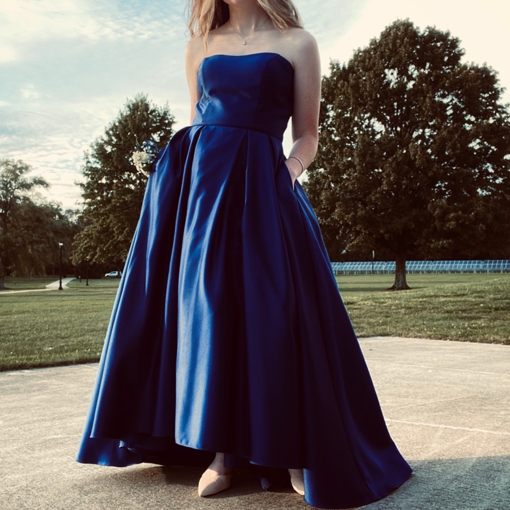 Royal-Blue Satin Betsy & Adam Dress